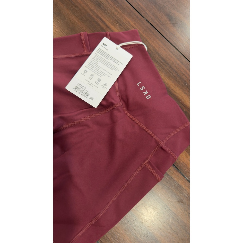 LSKD Elite X-Shorts Dark Cherry Burgundy High Waisted Athletic Pockets NEW NWT - Picture 10 of 16